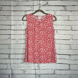 Liz Claiborne Red and White Fitted Sleeveless Tank Top Blouse SZ XS Floral Heart